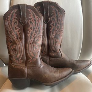 Brazos Embroidered Leather Western Style Cowgirl Boots 8.5 Excellent Condition!!